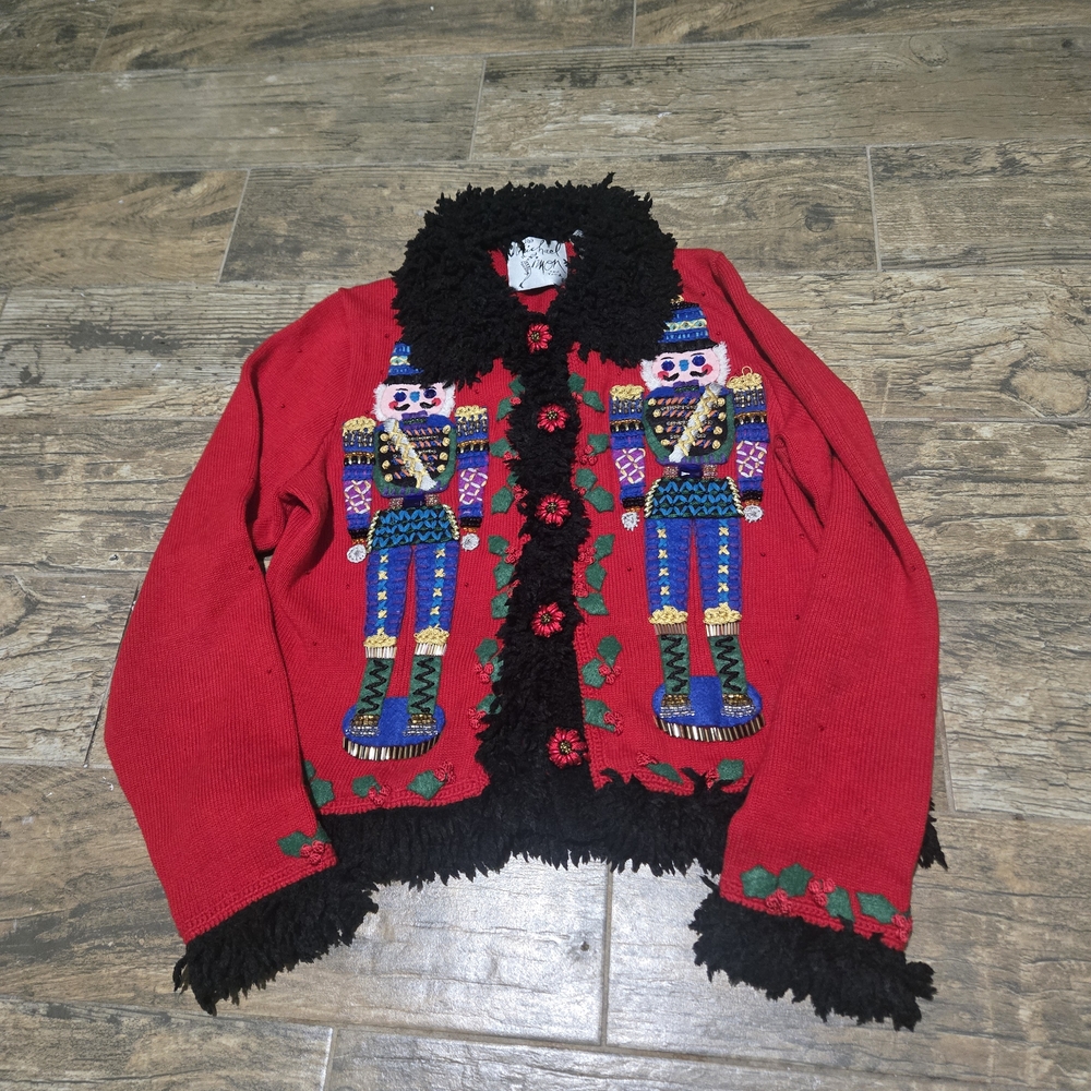 Michael Simon Red Nutcracker Sweater with Black T… - image 2